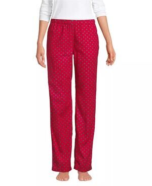 Lands End Pajama Pants Women's Small Paisley Red Flannel 100% Cotton